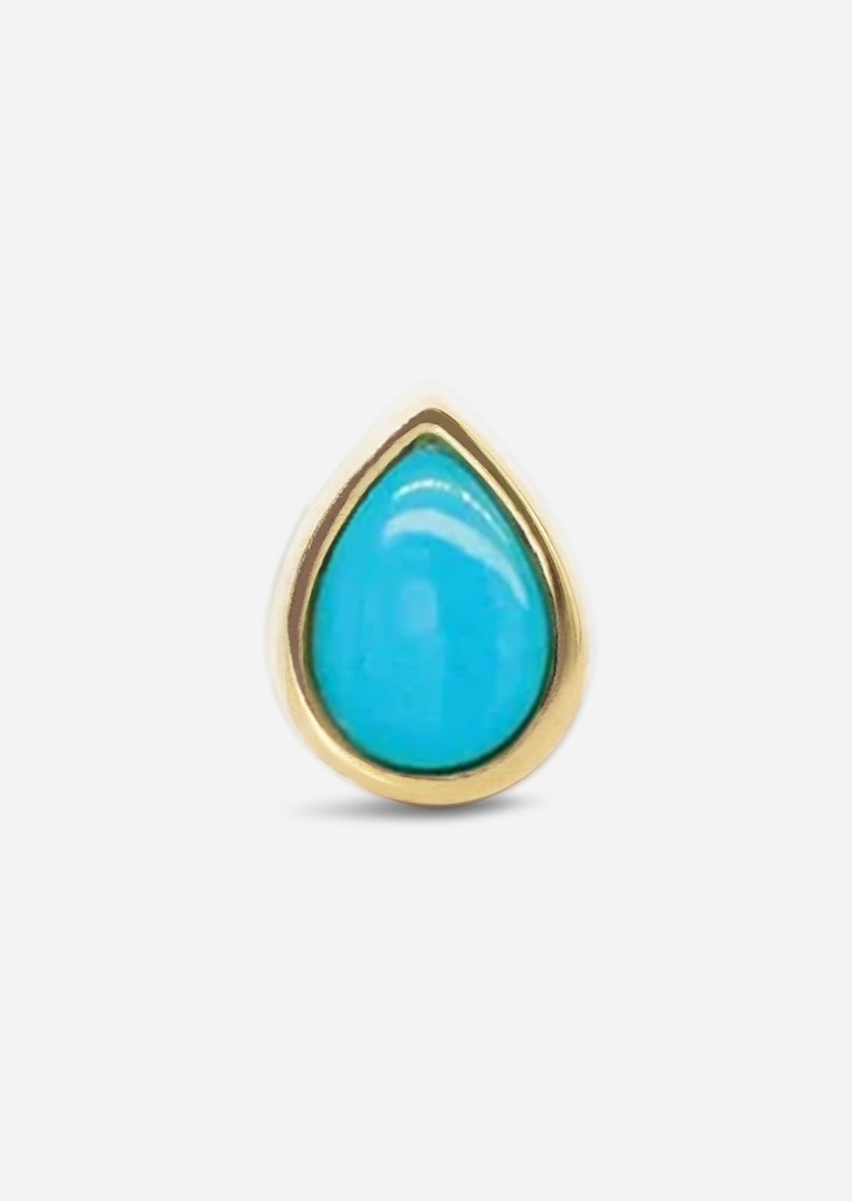 Ankh Inlay Threaded Flat Back Earring - Turquoise | Single