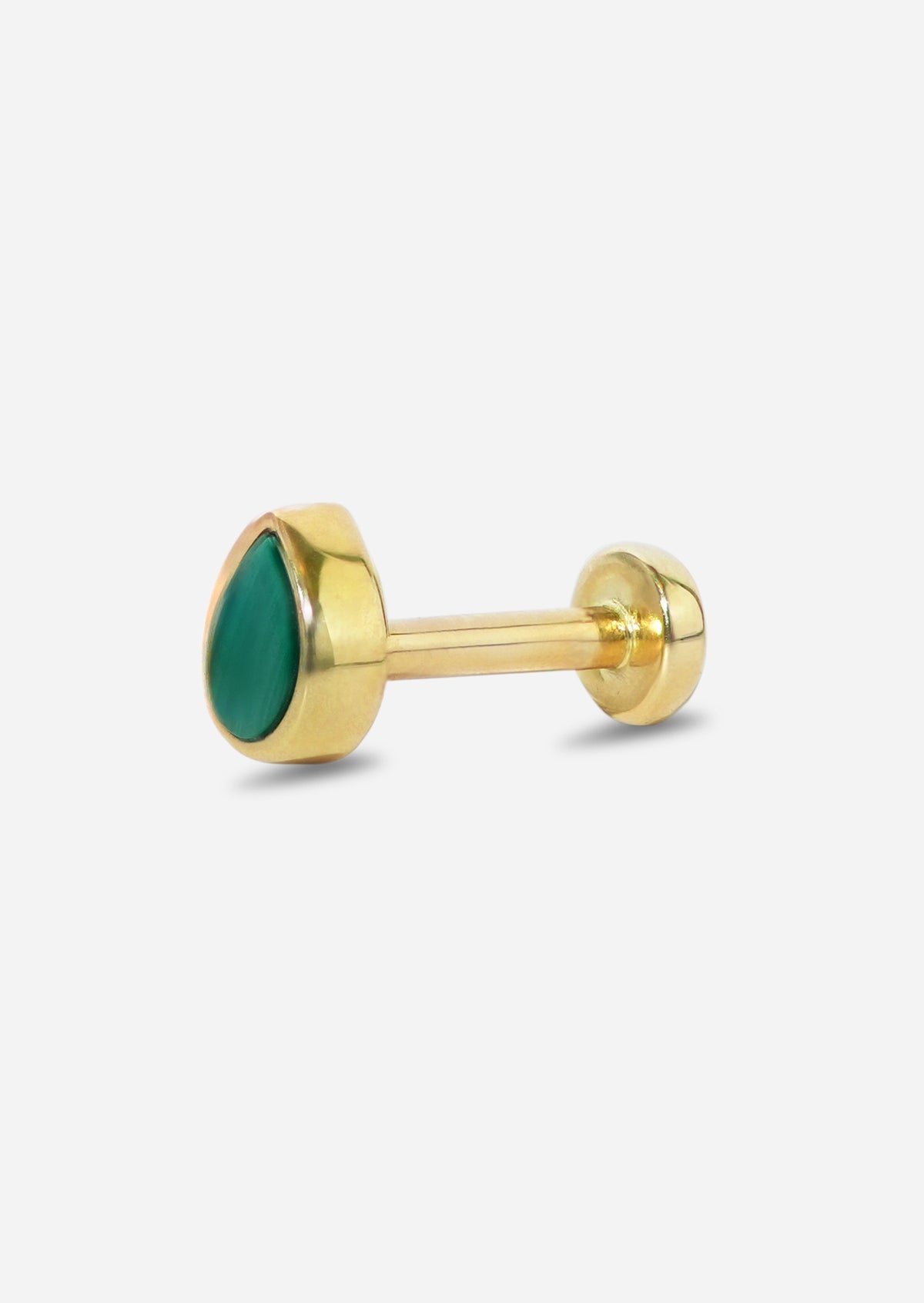 Ankh Inlay Threaded Flat Back Earring - Malachite | Single
