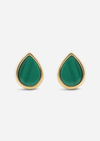 Ankh Inlay Threaded Flat Back Earring - Malachite | Single