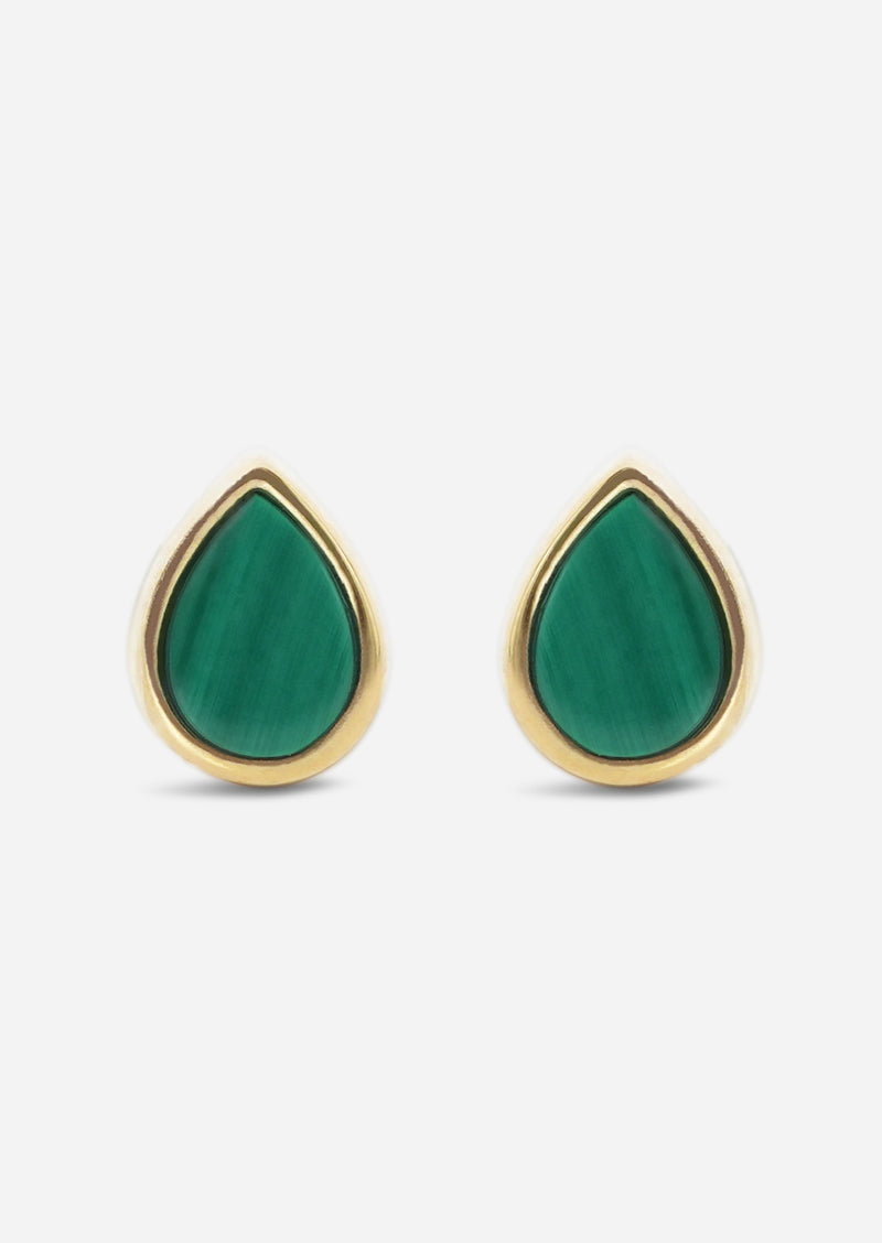 Ankh Inlay Threaded Flat Back Earring - Malachite | Single