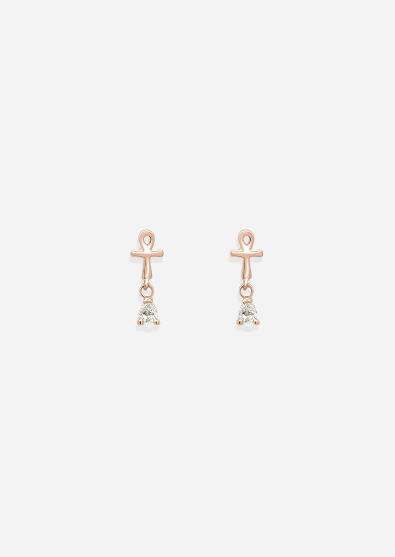 Ankh Drop Threaded Flat Back Earring | Single