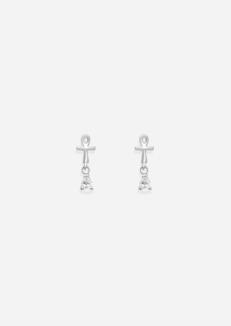 Ankh Drop Threaded Flat Back Earring | Single