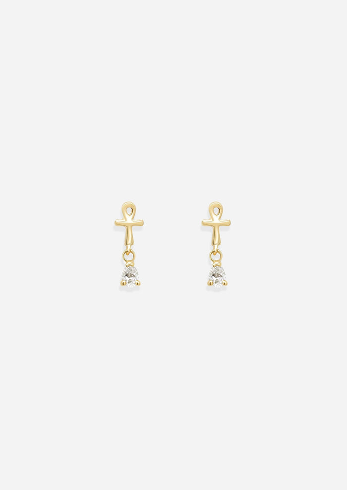 Ankh Drop Threaded Flat Back Earring | Single