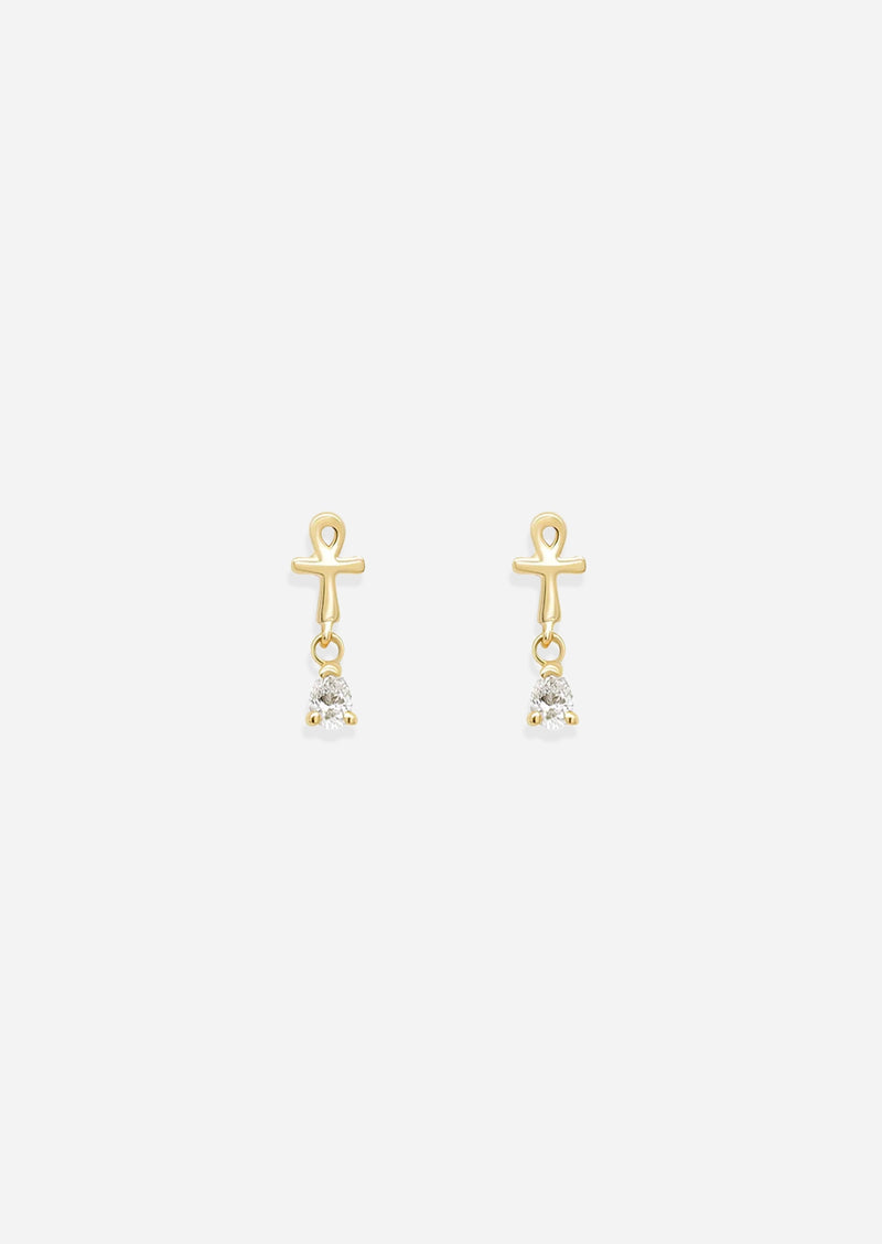 Ankh Drop Threaded Flat Back Earring | Single