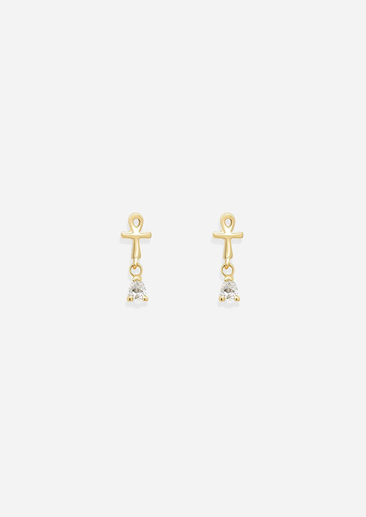 Ankh Drop Threaded Flat Back Earring | Single