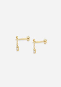 Ankh Drop Threaded Flat Back Earring | Single