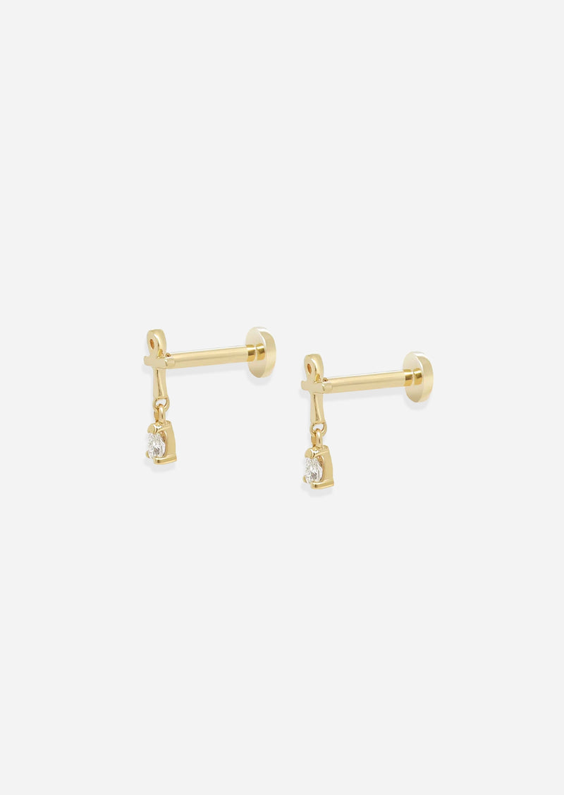 Ankh Drop Threaded Flat Back Earring | Single