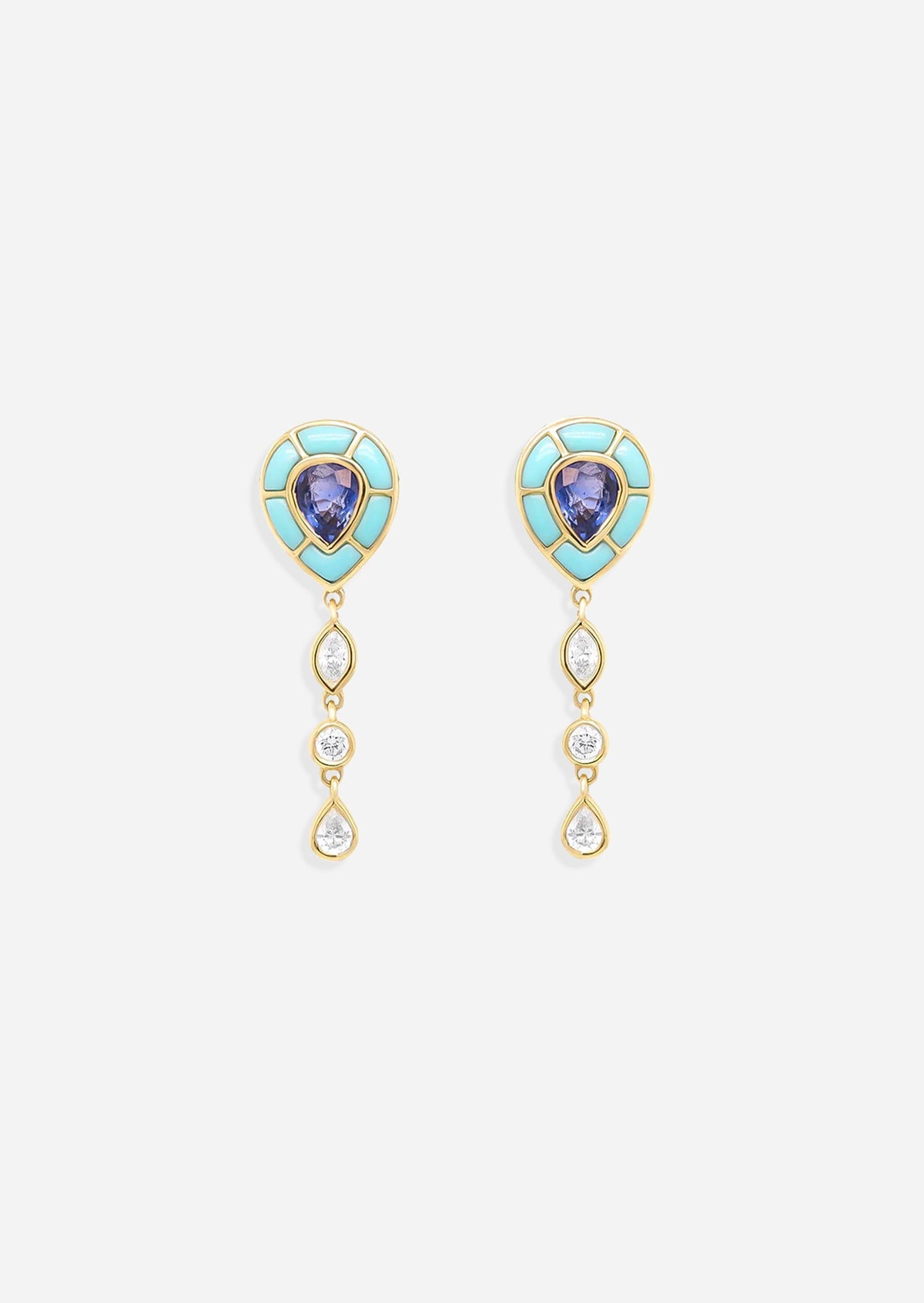 Ankh Inlay Earrings - Sapphire