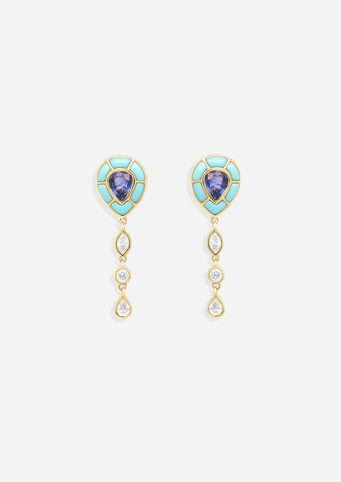 Ankh Inlay Earrings - Sapphire