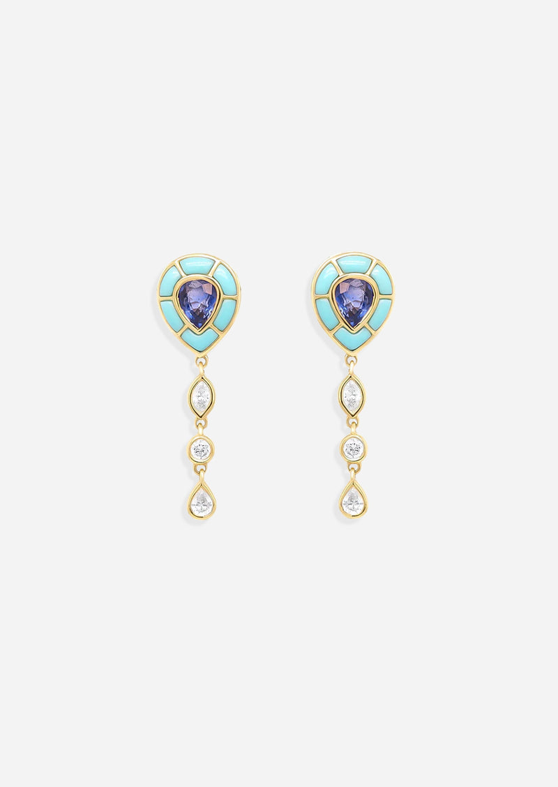 Ankh Inlay Earrings - Sapphire