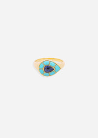 Ankh Inlay Ring - Sapphire