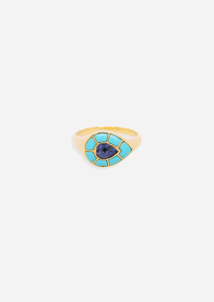 Ankh Inlay Ring - Sapphire