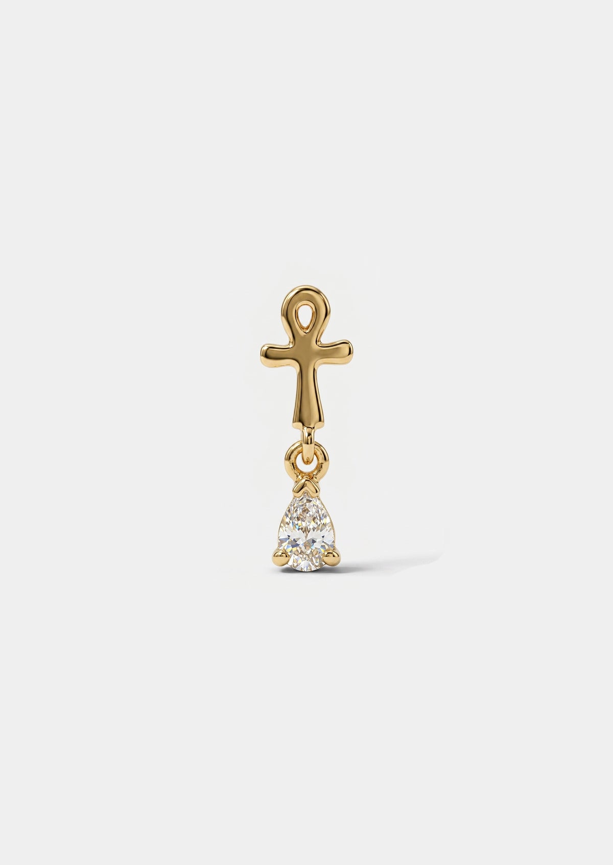 Ankh Drop Threaded Flat Back Earring