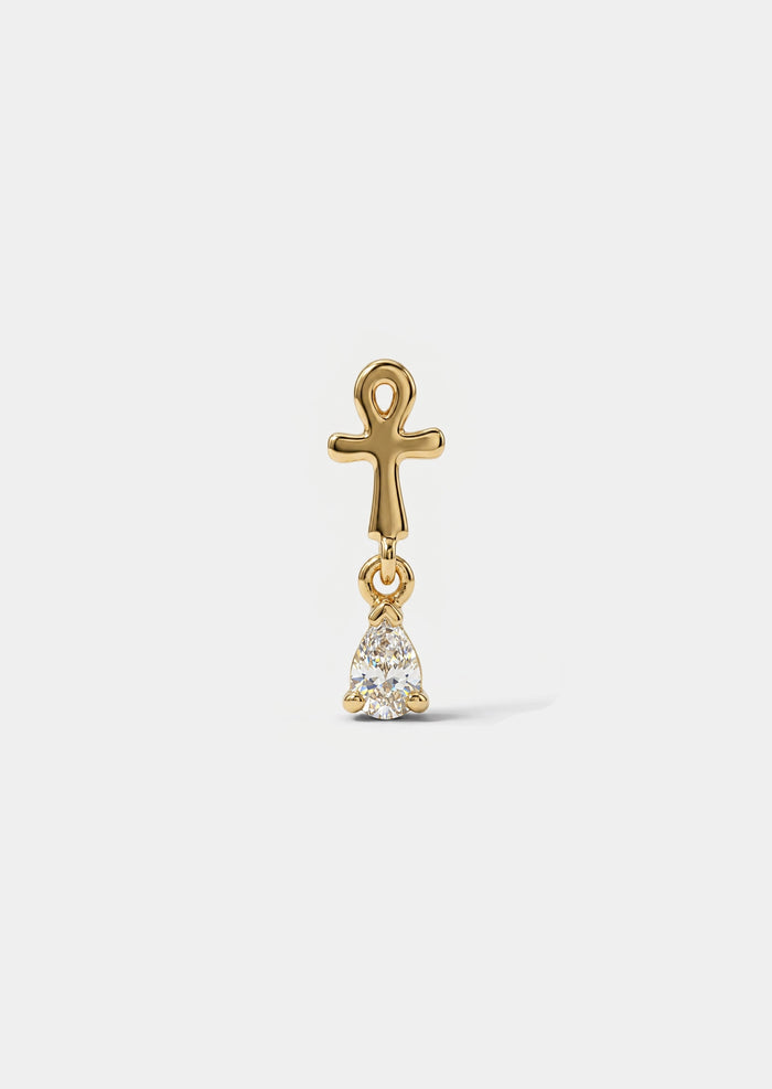 Ankh Drop Threaded Flat Back Earring