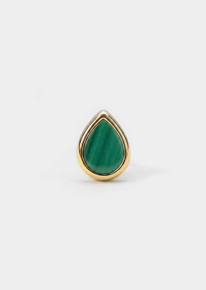 Ankh Inlay Threaded Flat Back Earring - Malachite