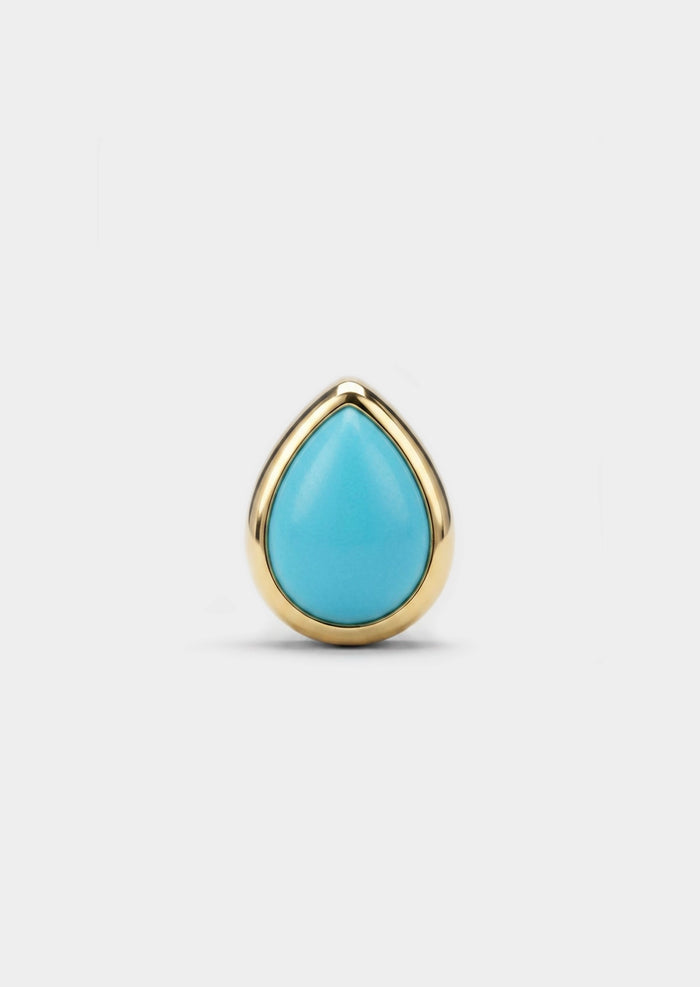 Ankh Inlay Threaded Flat Back Earring - Turquoise