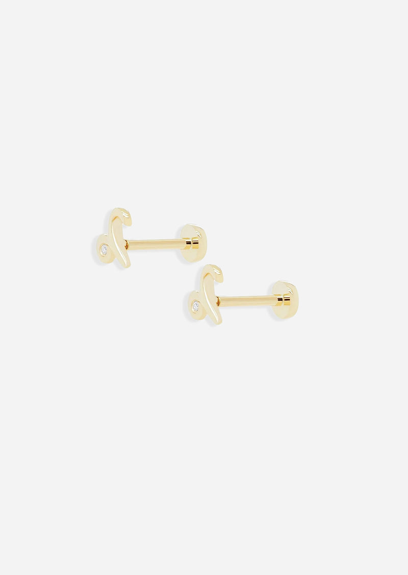 Aries Threaded Flat Back Earring