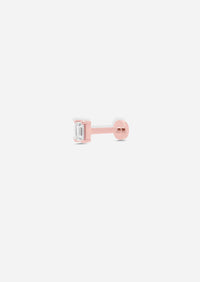 Mini Baguette Diamond Threaded Flat Back Earring | Single