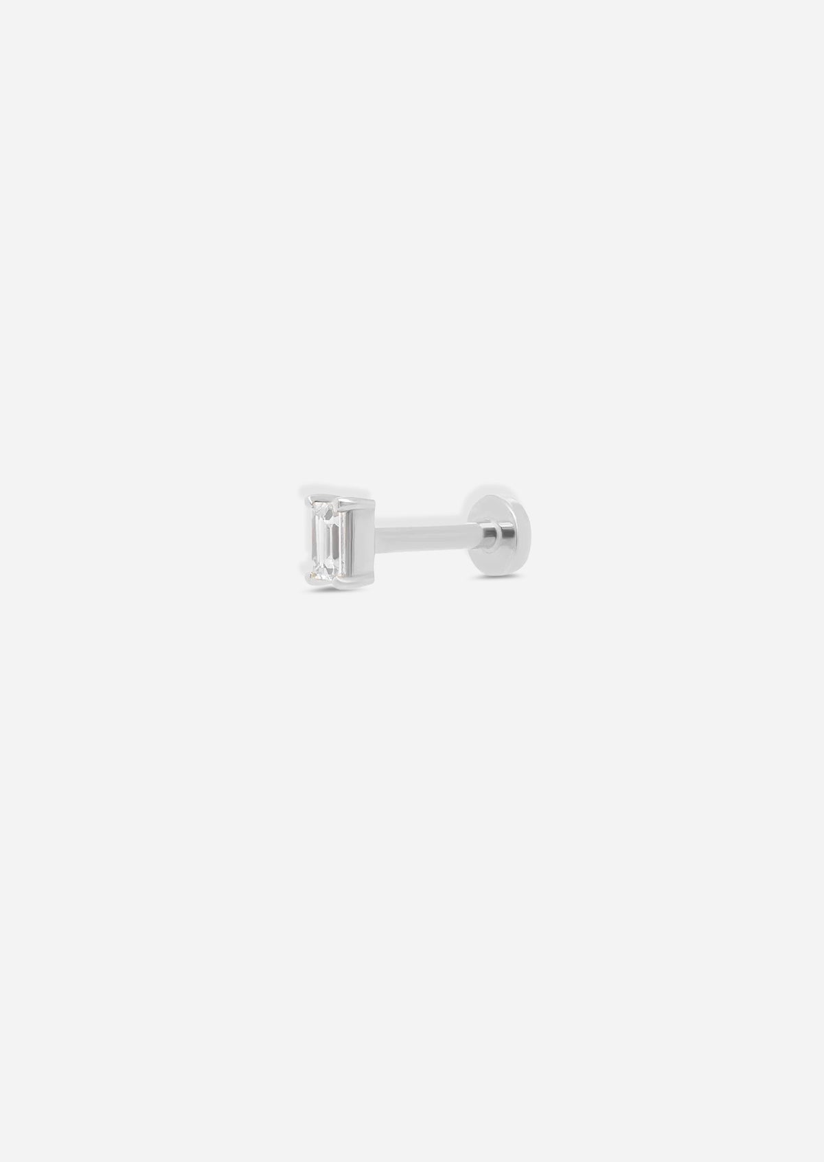 Mini Baguette Diamond Threaded Flat Back Earring | Single