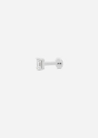 Mini Baguette Diamond Threaded Flat Back Earring | Single