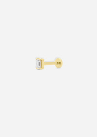 Mini Baguette Diamond Threaded Flat Back Earring | Single