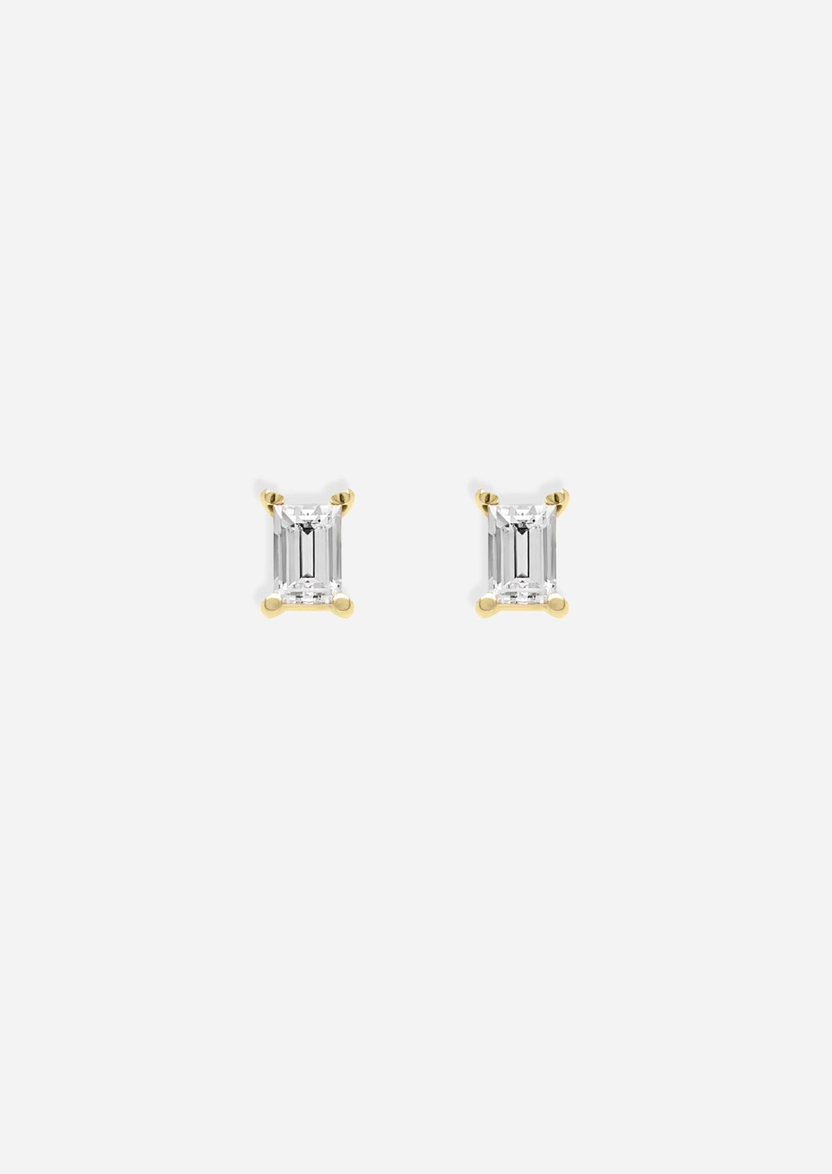 Mini Baguette Diamond Threaded Flat Back Earring | Single