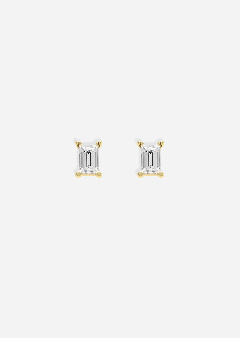 Mini Baguette Diamond Threaded Flat Back Earring | Single