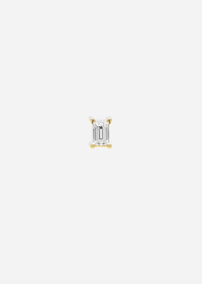 Mini Baguette Diamond Threaded Flat Back Earring | Single