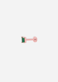 Mini Baguette Emerald Threaded Flat Back Earring | Single