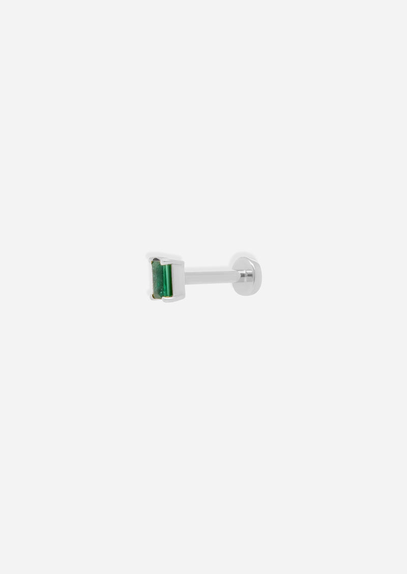 Mini Baguette Emerald Threaded Flat Back Earring | Single