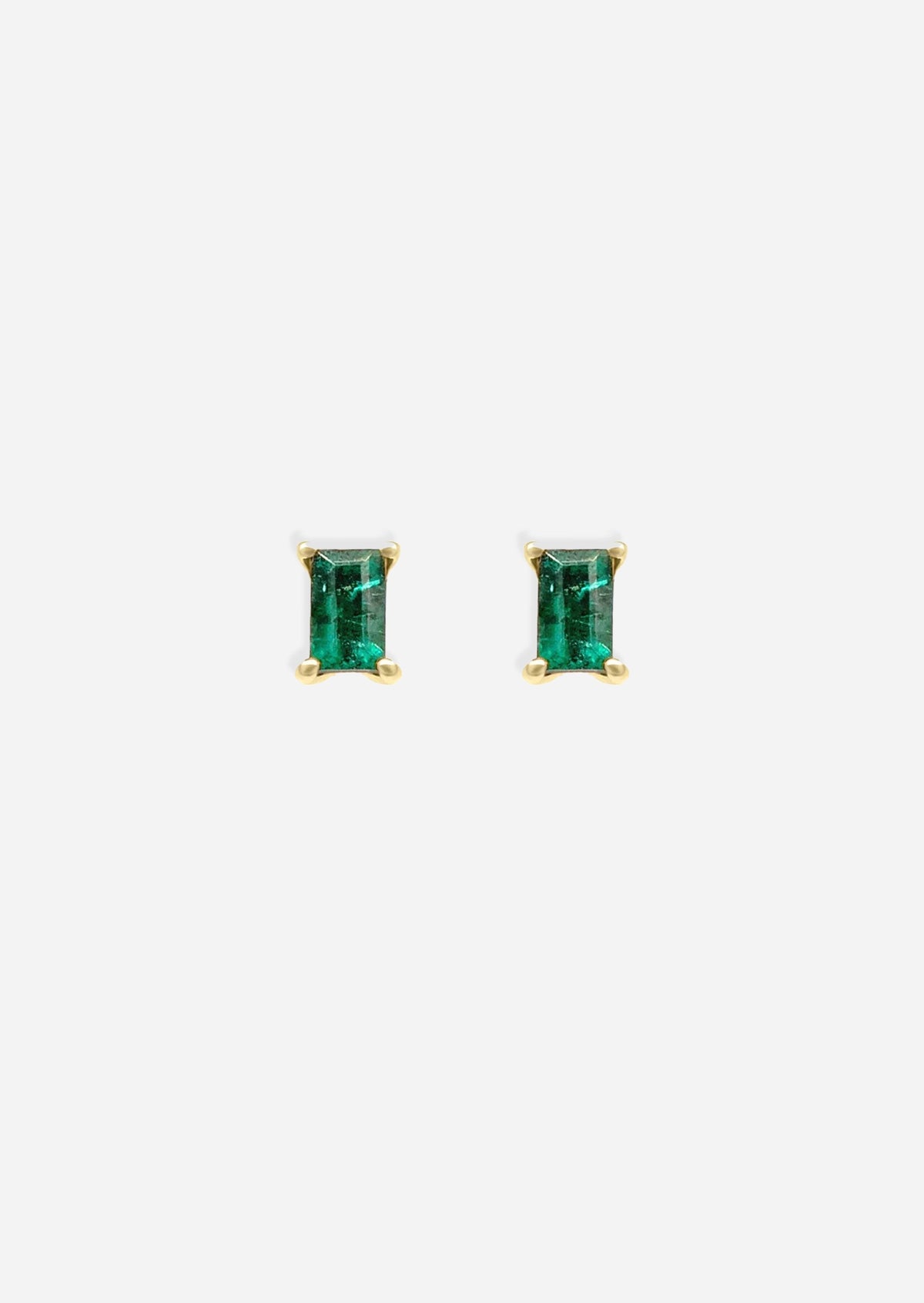 Mini Baguette Emerald Threaded Flat Back Earring | Single