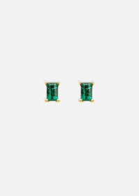 Mini Baguette Emerald Threaded Flat Back Earring | Single