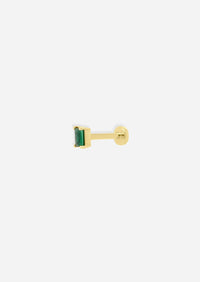Mini Baguette Emerald Threaded Flat Back Earring | Single