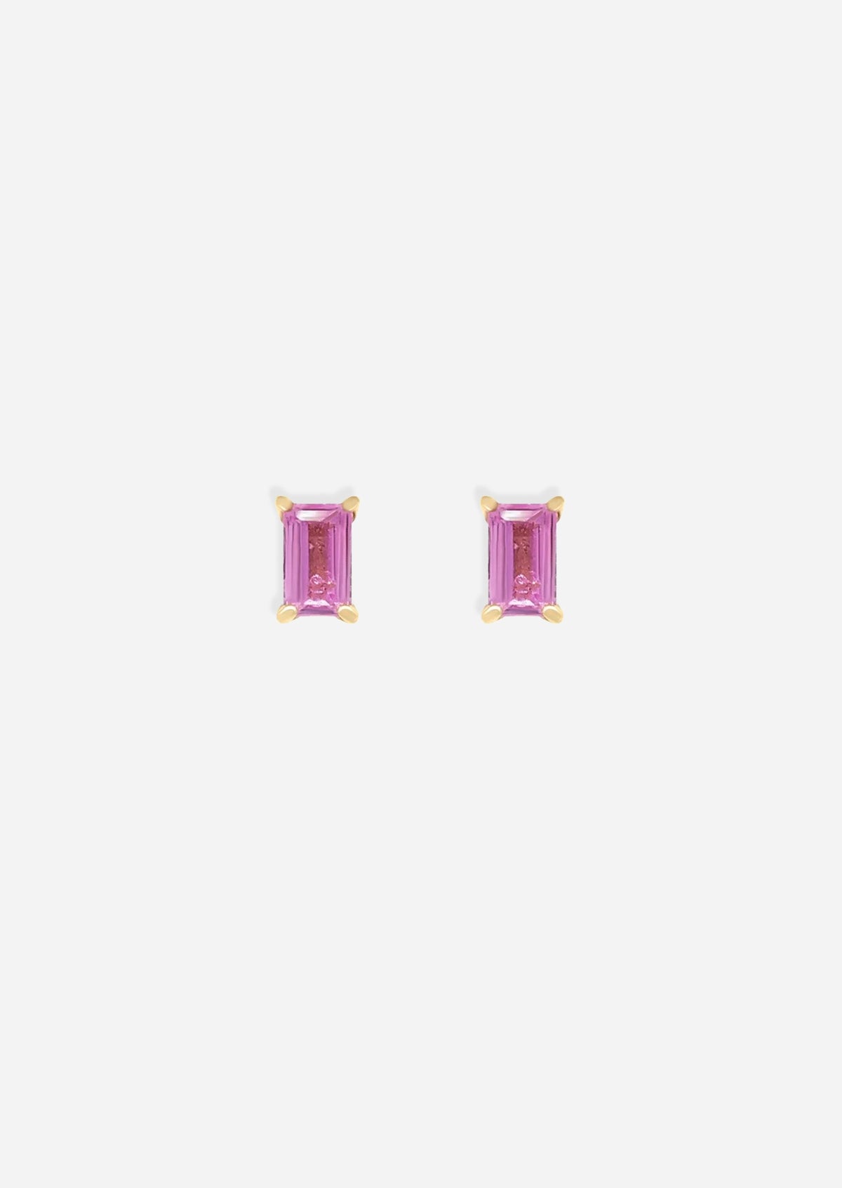 Mini Baguette Pink Sapphire Threaded Flat Back Earring | Single