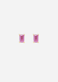 Mini Baguette Pink Sapphire Threaded Flat Back Earring | Single