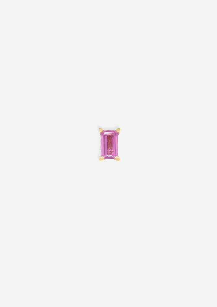 Mini Baguette Pink Sapphire Threaded Flat Back Earring | Single