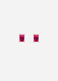 Mini Baguette Ruby Threaded Flat Back Earring | Single