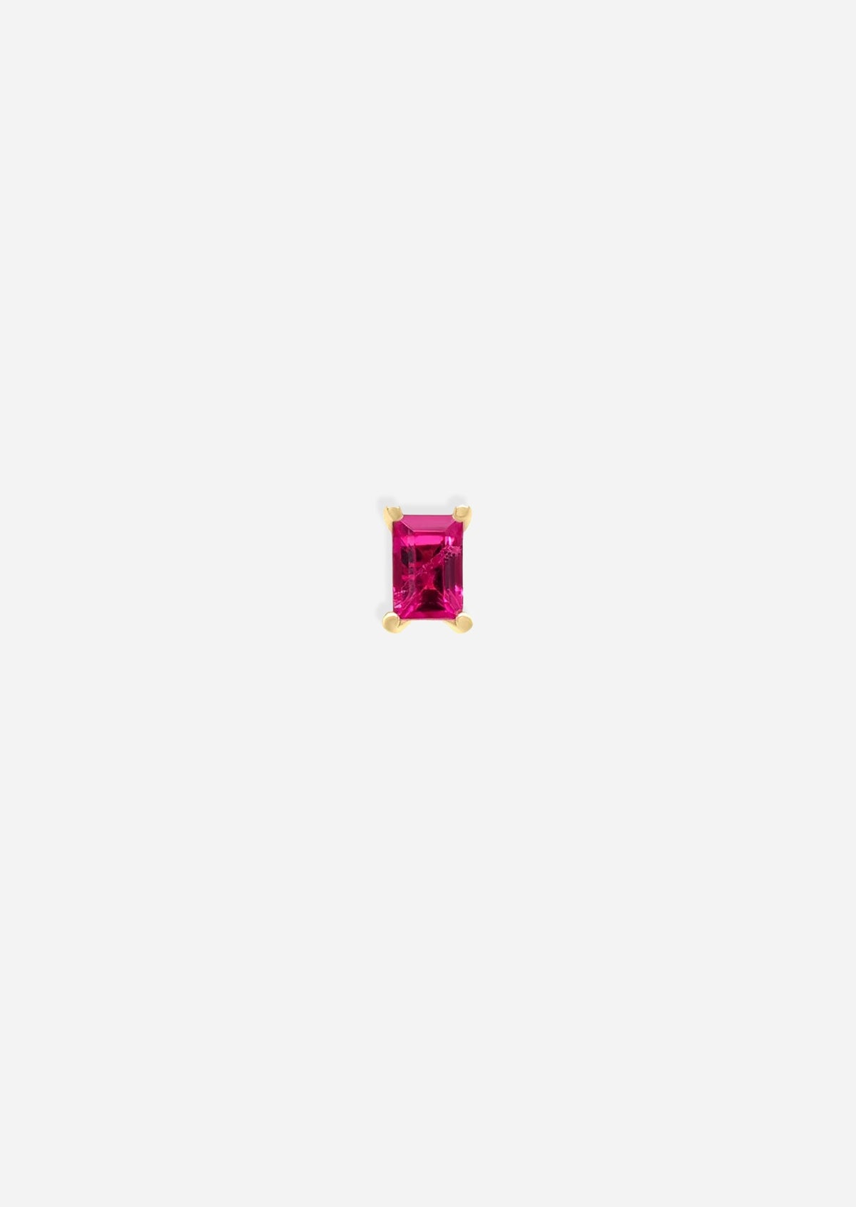 Mini Baguette Ruby Threaded Flat Back Earring | Single