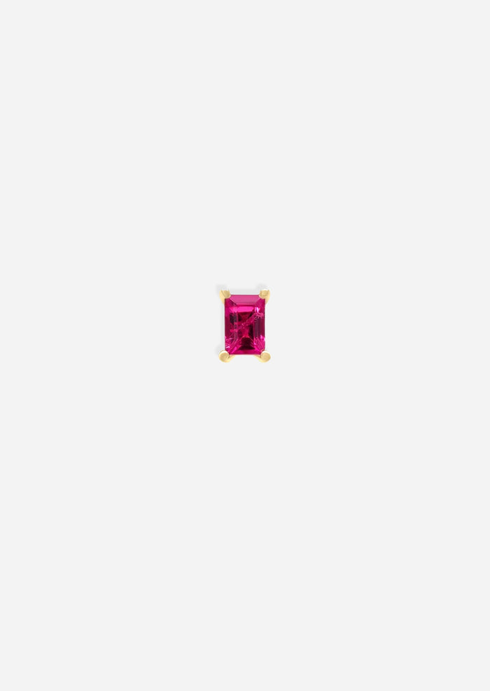 Mini Baguette Ruby Threaded Flat Back Earring | Single