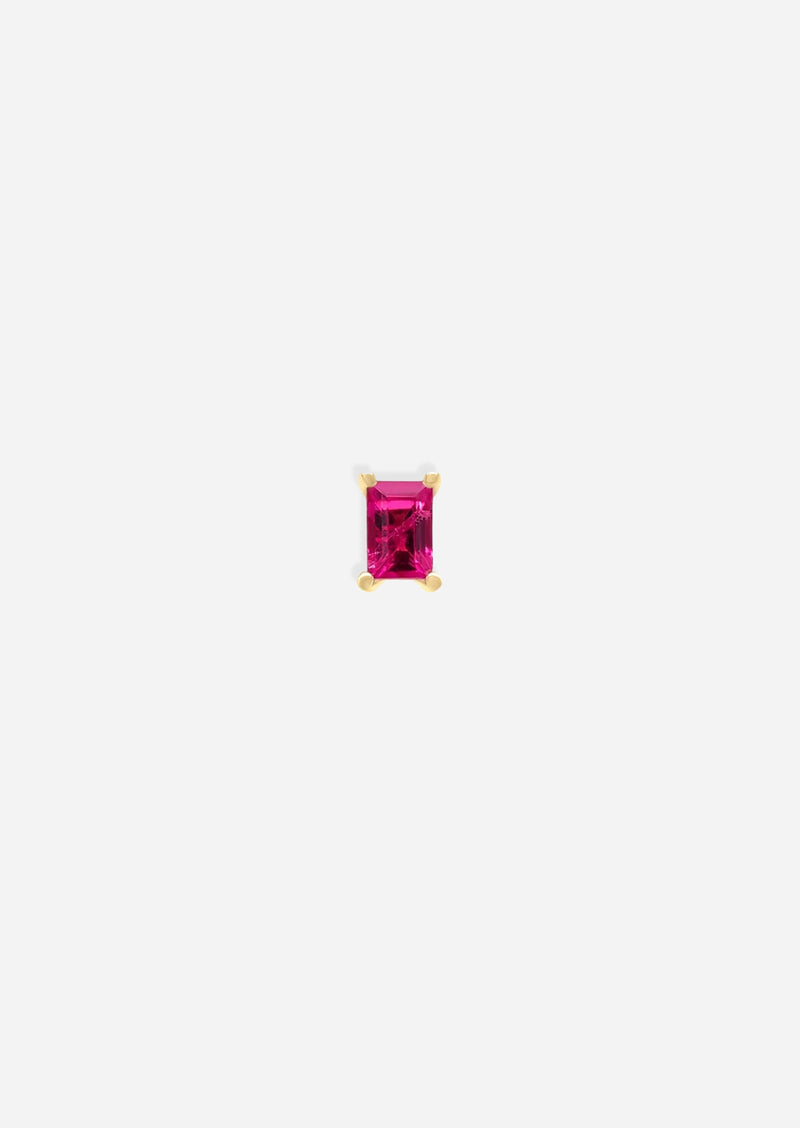 Mini Baguette Ruby Threaded Flat Back Earring | Single