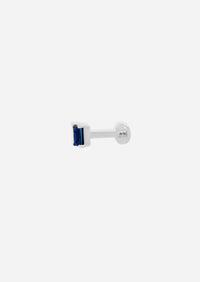 Mini Baguette Sapphire Threaded Flat Back Earring | Single