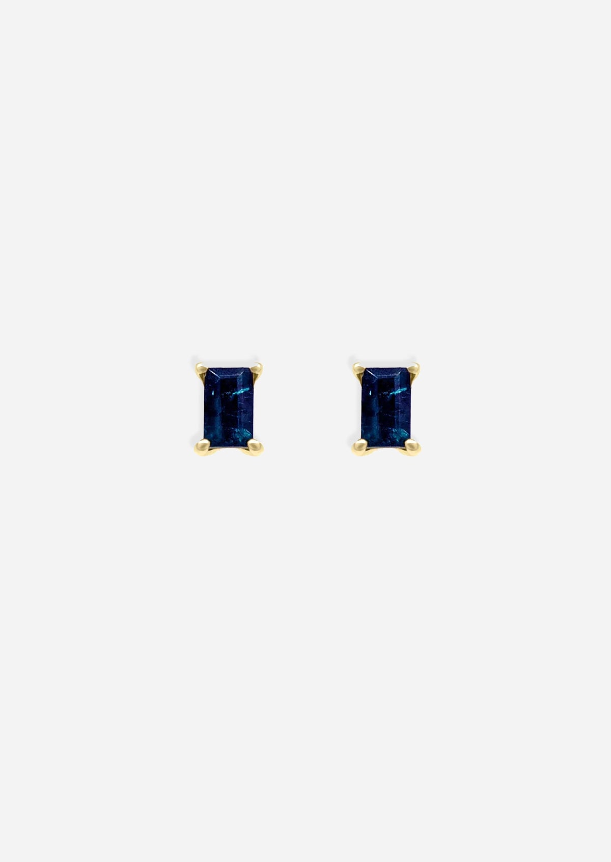 Mini Baguette Sapphire Threaded Flat Back Earring | Single