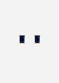 Mini Baguette Sapphire Threaded Flat Back Earring | Single