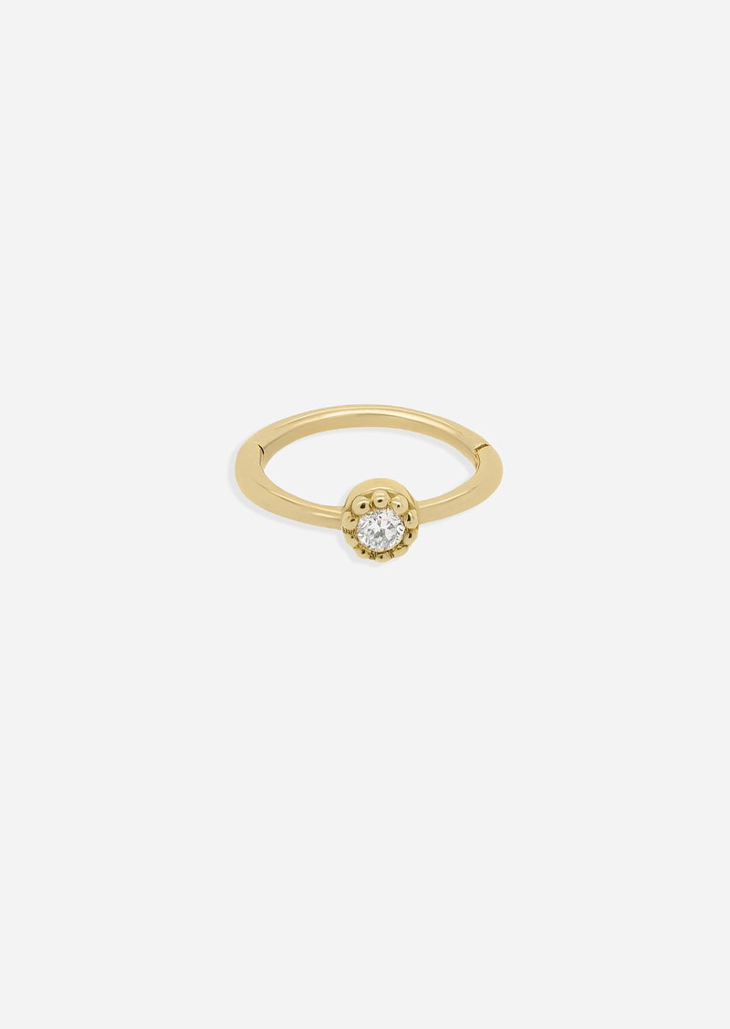Bezel Set Diamond Clicker Hoop | Single