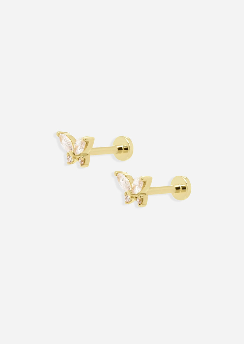 Butterfly Threaded Flat Back Earring | Single