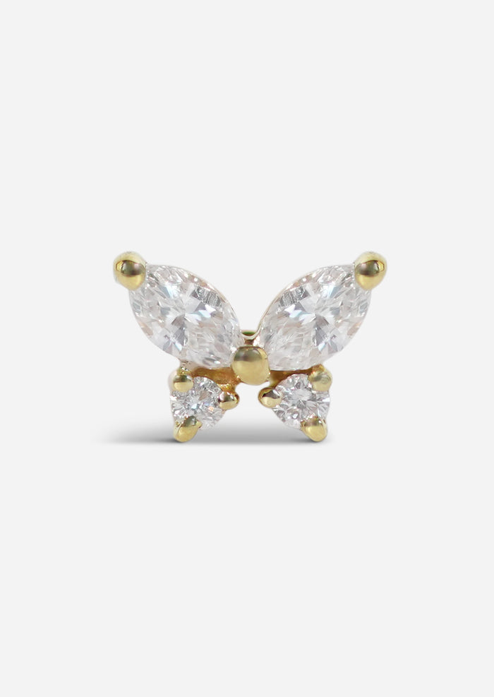 Butterfly Threaded Flat Back Earring | Single