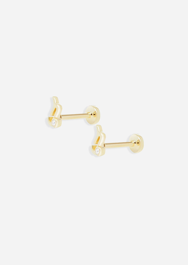 Capricorn Threaded Flat Back Earring