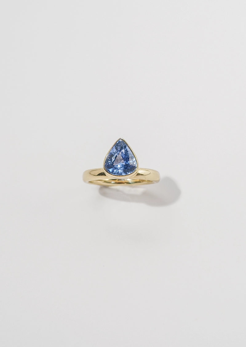 Pear Cornflower Sapphire Ring
