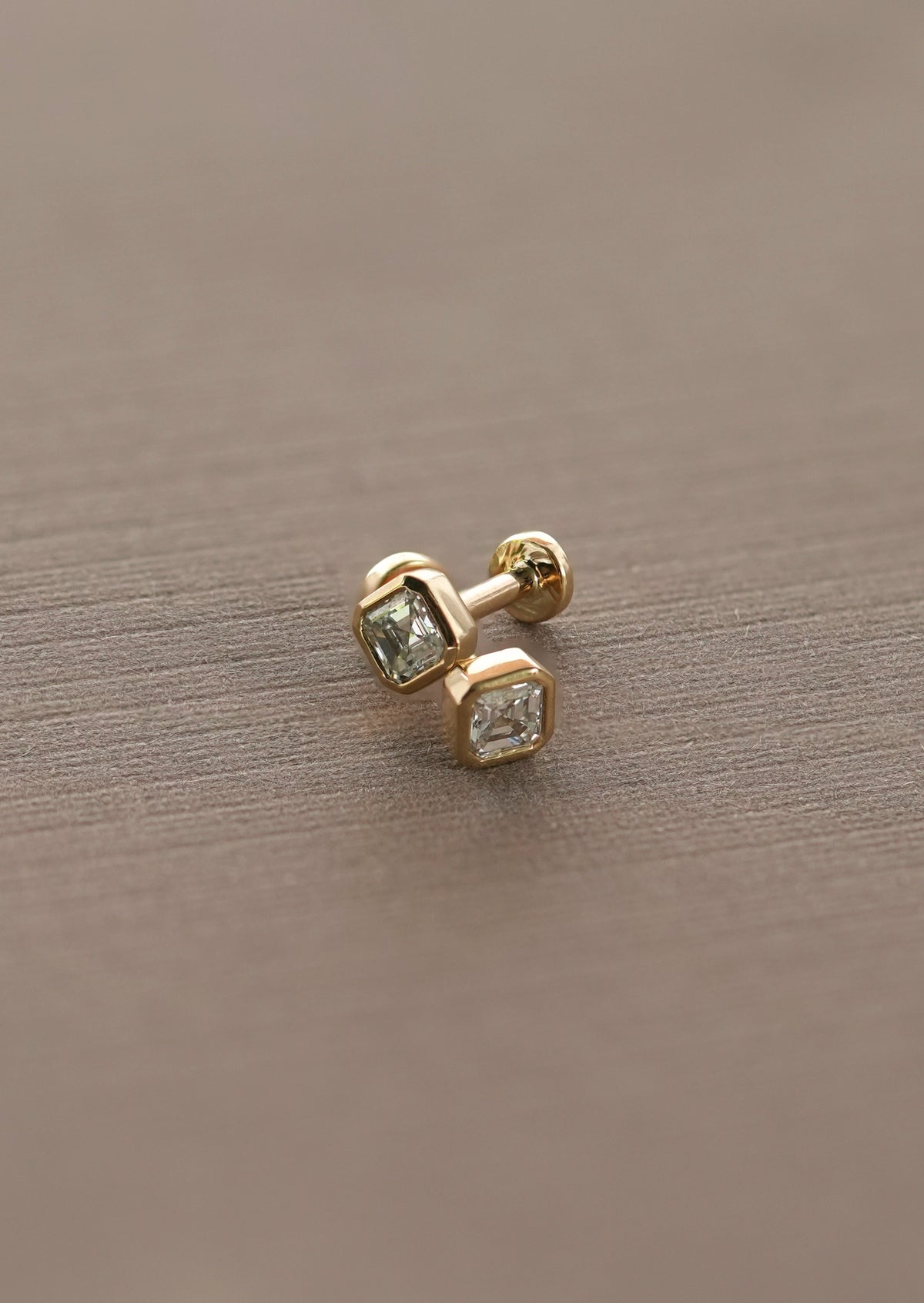 Asscher Diamond Threaded Flat Back Earring | Single