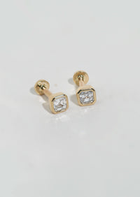 Asscher Diamond Threaded Flat Back Earring | Single